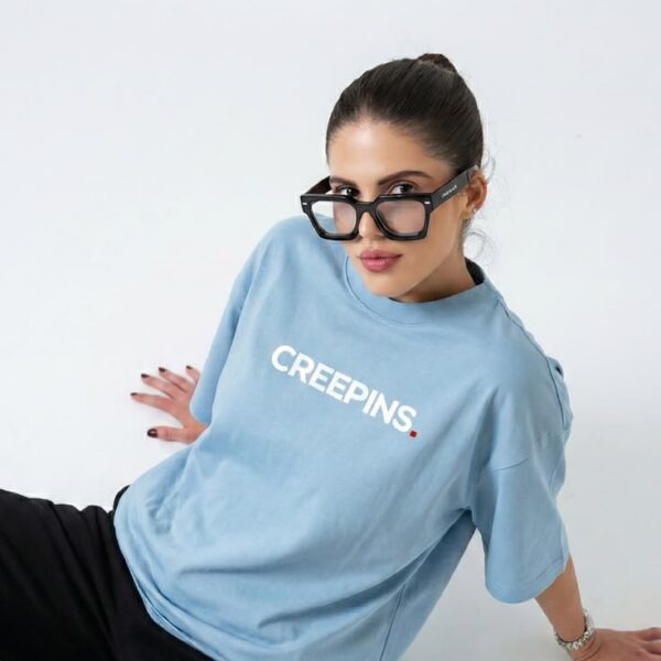 Creepins Light Blue Oversized Graphic T-Shirt